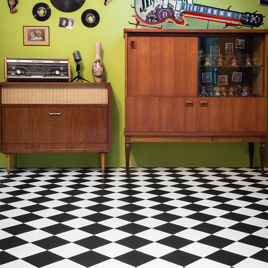 Comfort Vinyl svart/hvit rute